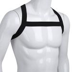 iiniim Men's Nylon Body Chest Harness Lingerie Elastic Shoulder Support Brace (Black X-Shape)