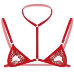 Men Sissy Lace Bra Bralette Tops Crossdresser Gay Underwear Strap Girly Halter Sexy Lingerie Sleepwear Nightwear (Red, One Size)