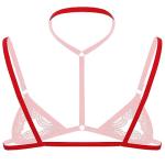 Men Sissy Lace Bra Bralette Tops Crossdresser Gay Underwear Strap Girly Halter Sexy Lingerie Sleepwear Nightwear (Red, One Size)