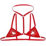 Men Sissy Lace Bra Bralette Tops Crossdresser Gay Underwear Strap Girly Halter Sexy Lingerie Sleepwear Nightwear (Red, One Size)