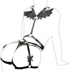 ROIEIIR 2 PCS Women's Body Chest Harness Belt with Angel Wings Sexy Adjustable Leather Body Caged Gothic Waist Harness Belts BDSM Black PU Bondage Leg Garter Roleplay Cosplay Halloween Party Clubwear