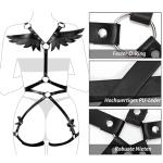 ROIEIIR 2 PCS Women's Body Chest Harness Belt with Angel Wings Sexy Adjustable Leather Body Caged Gothic Waist Harness Belts BDSM Black PU Bondage Leg Garter Roleplay Cosplay Halloween Party Clubwear