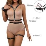 ROIEIIR 2 PCS Women's Body Chest Harness Belt with Angel Wings Sexy Adjustable Leather Body Caged Gothic Waist Harness Belts BDSM Black PU Bondage Leg Garter Roleplay Cosplay Halloween Party Clubwear