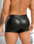 ohyeahlady Mens Punk Boxer Shorts PU Faux Leather Pouch Trunks Underwear Rivet Trim Sexy Lingerie for Men Rave Shorts L Black