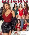 Avidlove Sexy Lingerie Lace Body Suits Women Snap Crotch Lingerie Teddy Burgundy M