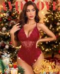 Avidlove Sexy Lingerie Lace Body Suits Women Snap Crotch Lingerie Teddy Burgundy M