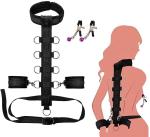 Neck to Wrist Sex Bondage Bed Set BDSM Restraints Sex Gear Adjustable Handcuffs Collar Bondage Kit & Accessories Sexy Toys Set with Adjustable Wrist Cuffs Sweater Yoga ZHCH-10Od