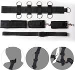 Neck to Wrist Sex Bondage Bed Set BDSM Restraints Sex Gear Adjustable Handcuffs Collar Bondage Kit & Accessories Sexy Toys Set with Adjustable Wrist Cuffs Sweater Yoga ZHCH-10Od