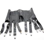 Black Rubber Latex Garter Belt,Handmade Garter Belt with Ten Thigh Harness Thigh Belt For Novelty Latex Club Wear-L