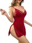 CRIPOM Womens Lingerie Sexy Babydoll Dress for Women Slip Dress for Womens Lace Nightgowns Red Lingerie for Women Wine Red M
