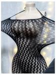 OYOANGLE Women's Fishnet Halter Bodycon Lingerie Dress Sexy Hollow Out See Through Sleeveless Chemise Black One Size