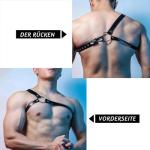 Men Body Chest Harness Belt Strap, Faux Leather Punk Chest Harness Belt with Adjustable Buckles, Masquerade Cosplay Costume Nightclub Party Club Bar Clubwear