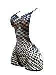 OYOANGLE Women's Fishnet Dress Bodysuit Hollow Out Lingerie Chemise Nightwear Black One-Size