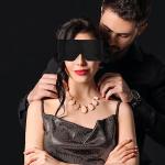 FRESHME Satin Sleep Mask - Comfortable Eye Mask Blindfold for Women Men Soft Adjustable Blackout Eye Cover Shade for Night Sleeping Travel Meditation Pure Black Valentine's Day Gift 160cm/63in