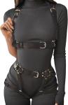 2 PCS Women Leather Body Harness, Ladies Punk Bra Chest Belt, Adjustable Clubwear BDSM Garter Party Rave Wear