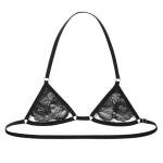Men Sissy Lace Bra Bralette Tops Crossdresser Gay Underwear Strap Girly Halter Sexy Lingerie Sleepwear Nightwear (One Size, Black 2)
