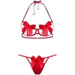 EASYLONGJEE Sexy Womens Exotic Lingerie Sets, Bow Tie Hot Cute Teddy 2 Piece Lingerie Set Christmas Valentines Lingerie Red Onesize 2-8