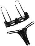 Avidlove Lingerie Set For Women Lace Bra and Panty Set Sexy Underwire Lingerie Set Black M