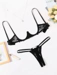 Avidlove Lingerie Set For Women Lace Bra and Panty Set Sexy Underwire Lingerie Set Black M