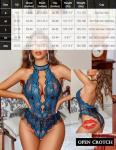 Avidlove Lingerie for Women Halter Lace Bodysuit Deep V Teddy Babydoll Sleepwear Black&Blue L