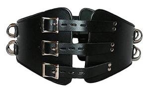 Mens Real Black Cow Leather Heavy Duty Bondage Male Corset Cincher