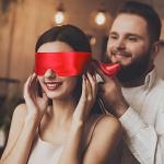 FRESHME Satin Eye Mask Sleeping - Adjustable Eye Shade Soft and Comfortable Satin Eye Blinder Cover for Women Men Night Travel Nap Meditation Valentine's Day Gift 160cm/63in Black and Red