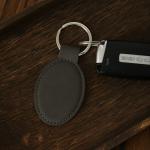 LaserGram Oval Keychain, Rooster, Personalized Engraving Included (Gray)
