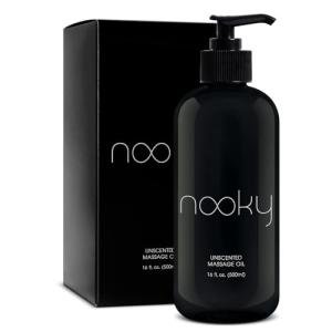 Nooky Massage Oil with Fractionated Coconut Oil for Massaging 16 Ounce (Unscented)