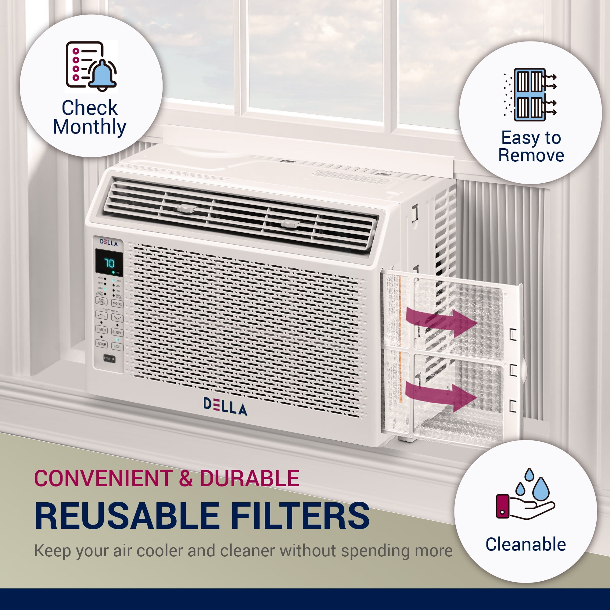 DELLA 6000 BTU Smart Window Air Conditioner