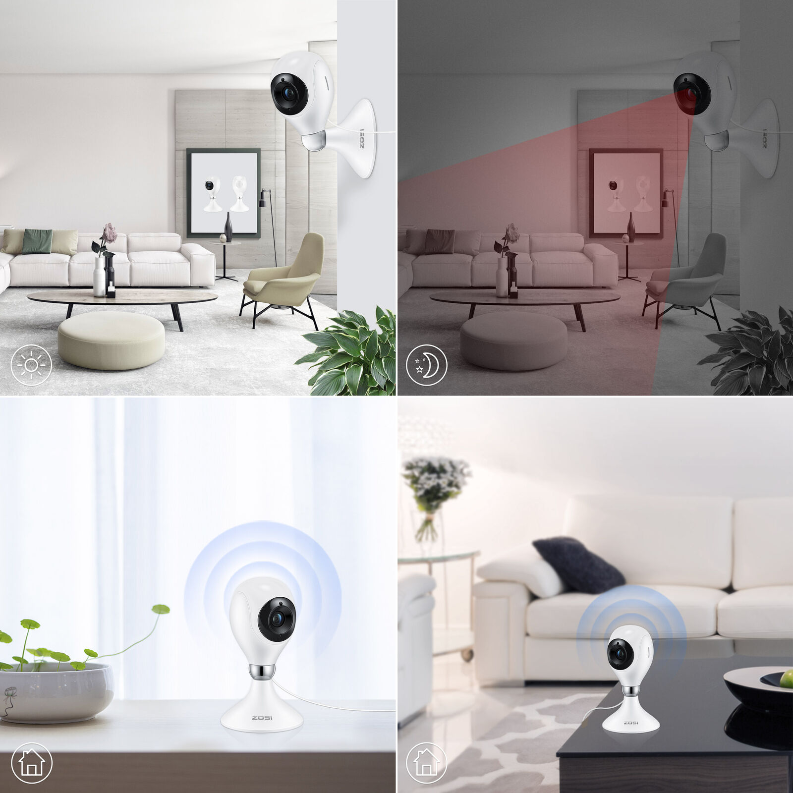 ZOSI 1080P Indoor WiFi Security Camera with Audio