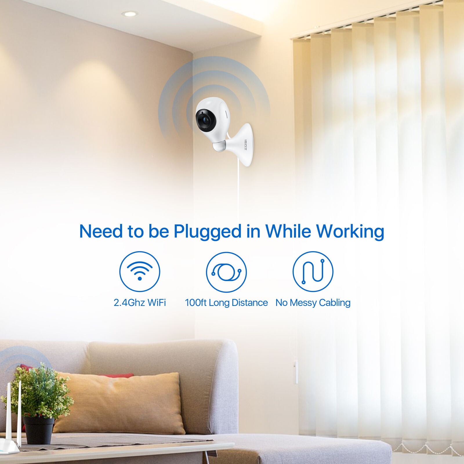 ZOSI 1080P Indoor WiFi Security Camera with Audio