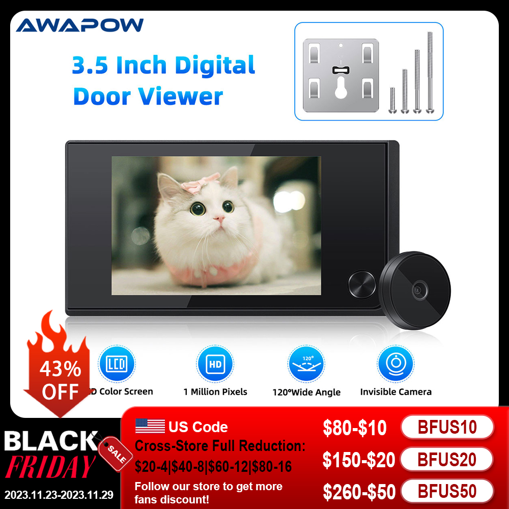 Awapow 3.5 Inch Smart Peephole Doorbell Camera