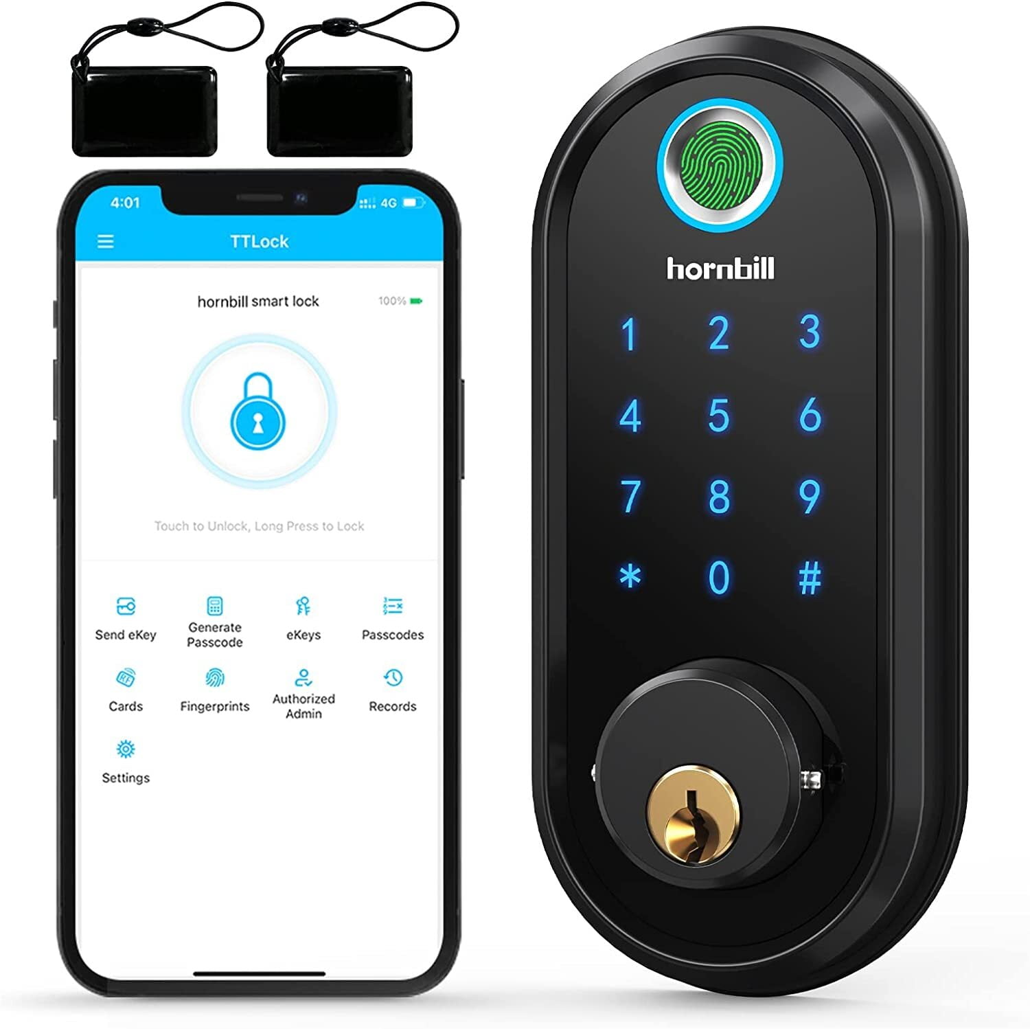 Hornbill Smart Fingerprint Deadbolt with Keypad