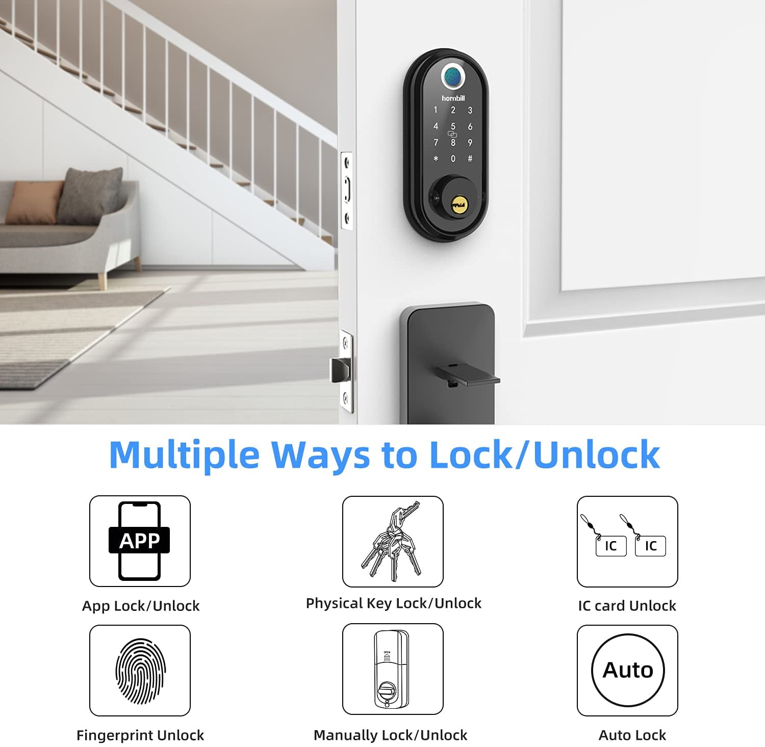 Hornbill Smart Fingerprint Deadbolt with Keypad