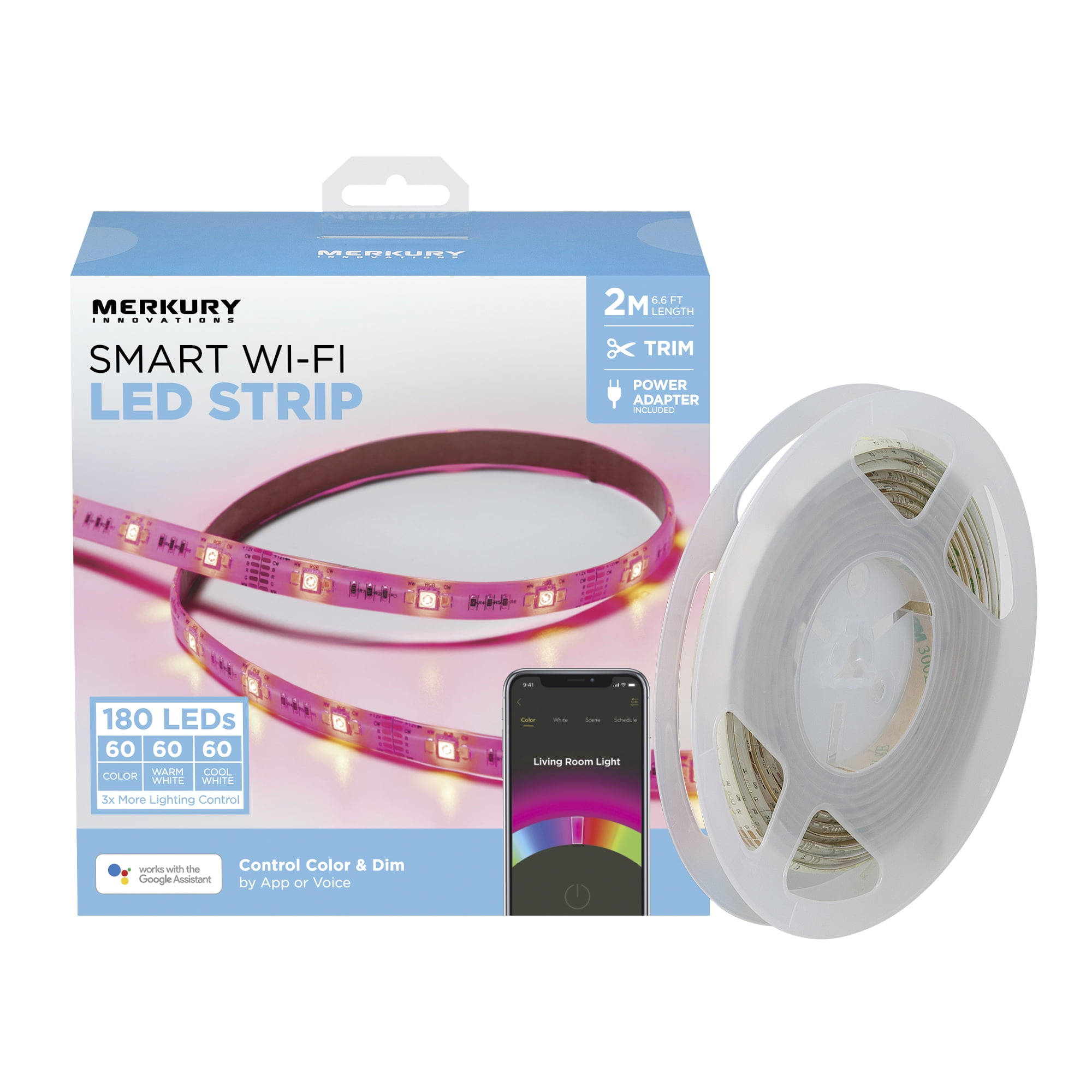 Smart Dimmable LED Strip Lights, 6.5ft