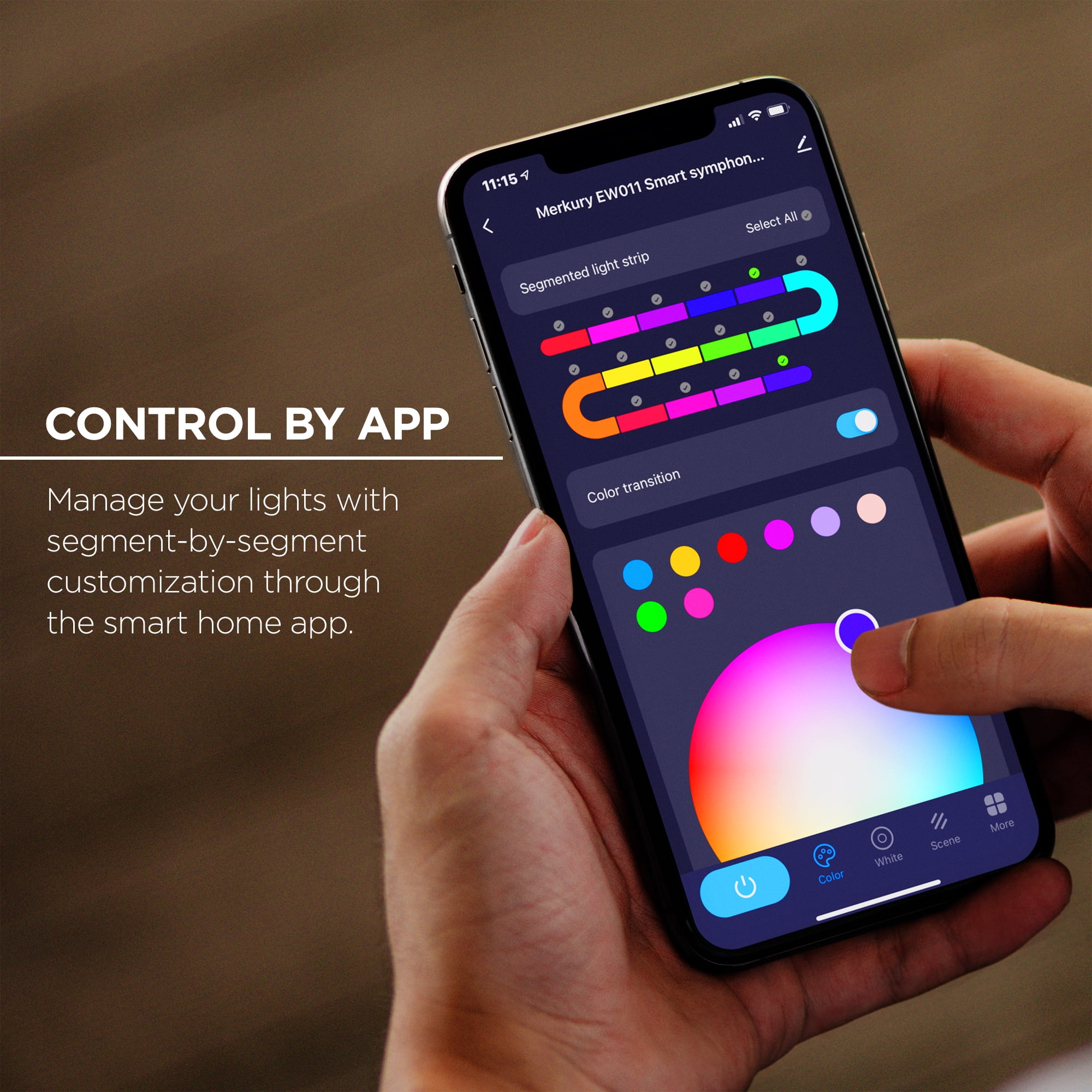 Smart RGBW Sound-Sync Strip Lights - 16ft