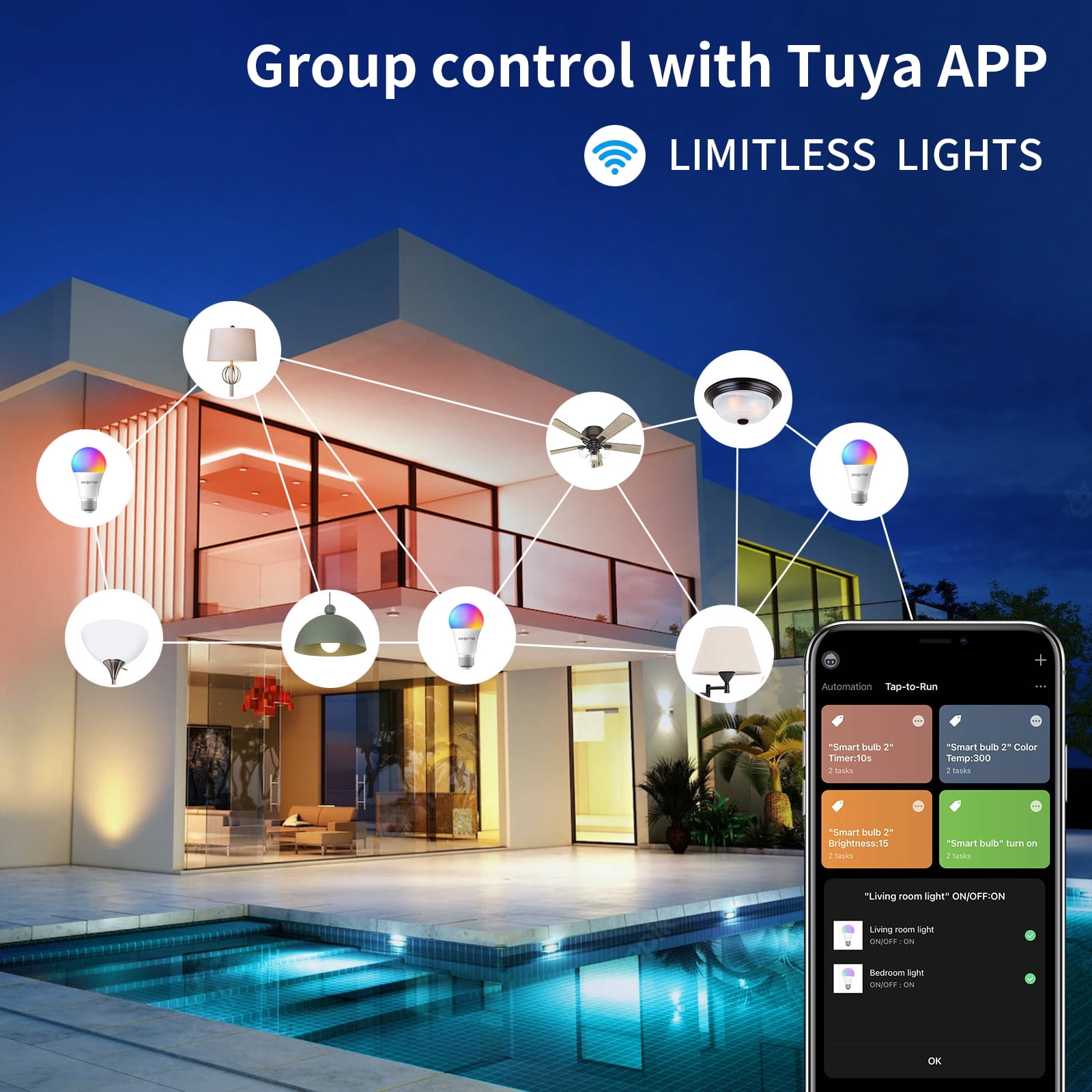 Wi-Fi Color Changing LED Bulbs Compatible with Alexa