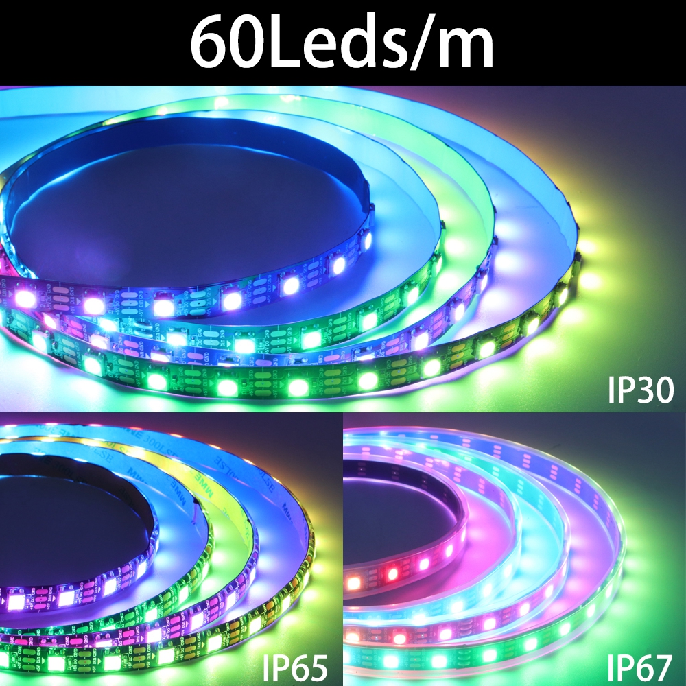 Smart RGB LED Strip Light - Addressable Pixel Options