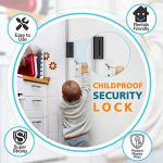Home Security Door Lock Reinforcement - Child Proof High Security Door Locks with 3" Stop Withstand 800 lbs for Inward Swinging Front Door, Night Kids Safety Metal Flip Deadbolt Latch Defend Home