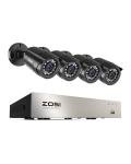 ZOSI 3K Lite Security Camera System Indoor Outdoor,AI Human/Vehicle Detection,Night Vision,Remote Access,4pcs 1080P 1920TVL Weatherproof Surveillance Cameras,H.265+ 8CH CCTV DVR(NO HDD)