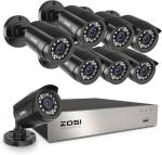 ZOSI 3K Lite 8CH Home Security Camera System Outdoor Indoor,AI Human/Vehicle Detection,Night Vision,H.265+ 5MP Lite 8 Channel CCTV DVR,8pcs 1080P 1920TVL Surveillance Bullet Cameras (No Hard Drive)