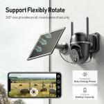 SEHMUA 4G LTE Cellular Solar Security Camera Wireless Outdoor, No WiFi Solar Powered Camera, 360° Live View, 2K Color Night Vision, PIR Motion Sensor, 2 Way Talk, Built in SIM Card