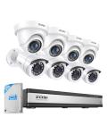 ZOSI Full 1080p 16 Channel Home Security Camera System with AI Human Vehicle Detect, 8 x 1080p Weatherproof CCTV Bullet Dome Camera Outdoor, H.265+ 16CH DVR with 2TB HDD, Night Vision, Alert Push