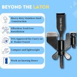 Original Trustella Heavy-Duty Portable Door Lock - Stainless Steel Security Device for Enhanced Safety - Ideal for Home, Travel, Hotels, Apartments - Silicone Protector Caps Included (1, Black)