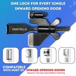 Original Trustella Heavy-Duty Portable Door Lock - Stainless Steel Security Device for Enhanced Safety - Ideal for Home, Travel, Hotels, Apartments - Silicone Protector Caps Included (1, Black)