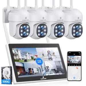 Camcamp Wireless Security Camera System with Monitor,10x Zoom 5MP Dual Lens Security Camera Outdoor with Night Vision,Motion Detection,Expandable 10CH 4K NVR.for Home Surveillance Kits Indoor/Outdoor