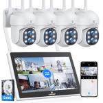 Camcamp Wireless Security Camera System with Monitor,10x Zoom 5MP Dual Lens Security Camera Outdoor with Night Vision,Motion Detection,Expandable 10CH 4K NVR.for Home Surveillance Kits Indoor/Outdoor