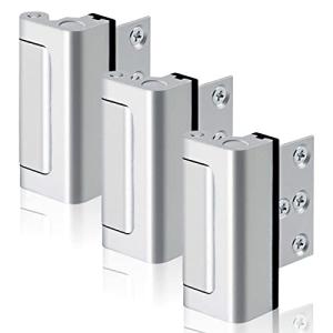 GreaTalent 3PACK Home Security Door Reinforcement Lock Childproof, Add High Security to Home Prevent Unauthorized Entry, Aluminum Construction Finish, Frame Lock, Silver