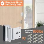 Husfunov 2 Pack Home Security Door Lock,Childproof Door Reinforcement Lock,with 3" Stop Withstand 800 lbs,for Inward Swing Doors,Night Kids Safety Metal Flip Lock Deadbolt Latch (Silver)