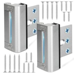 Home Security Door Reinforcement Lock, Upgraded Front Door Locks for Kids Safety Withstand 800 lbs, Child Proof Door Lock, Extra Door Lock from Inside Prevent Unauthorized Entry (2 Pack, Silver)